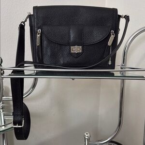 Henri Bendel Black Crossbody Bag with Silver Hardware